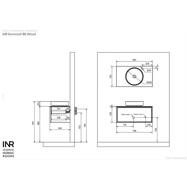 INR Air Wood Servantskap Hel front med 2 og 4 skuffer