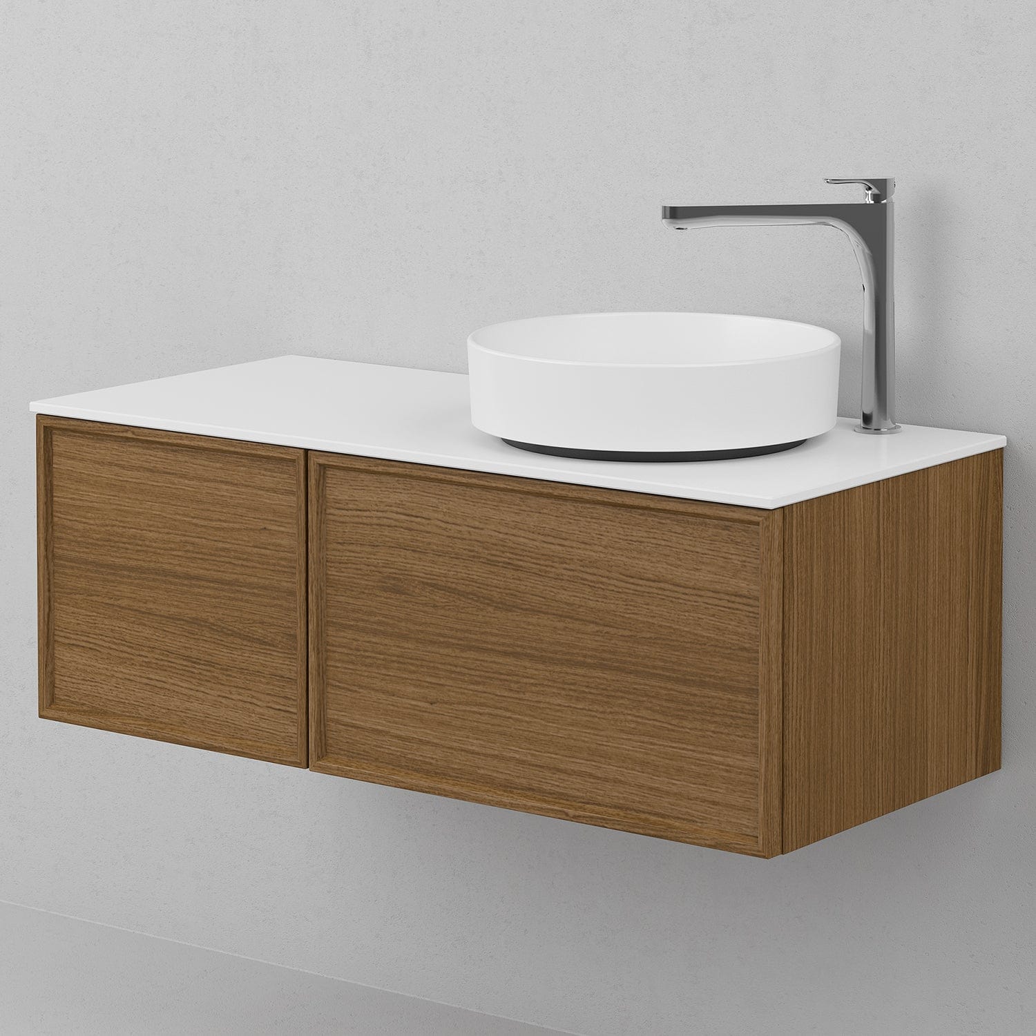 INR Air Wood Servantskap Hel front med 2 Skuffer og 1 Dør H350xD450mm Dark oak / 100cm / Venstre INR Iconic Nordic Rooms Servantskap INR-363138