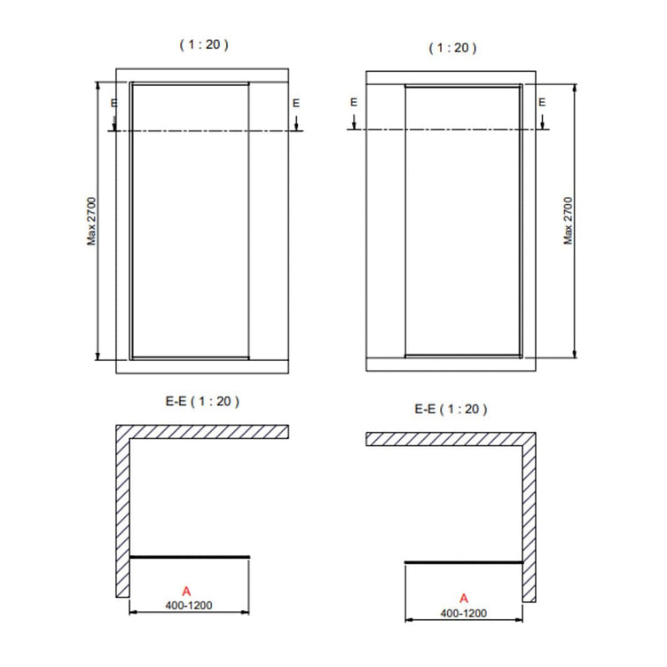 INR Dusjvegg ARC 20 Frame XL Måltilpasset