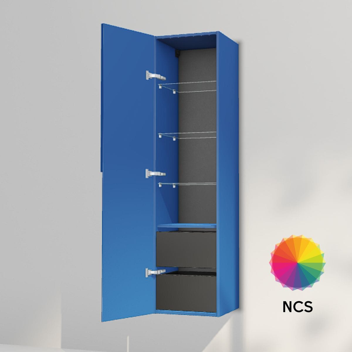 INR Grip 40/40 Høyskap med skuffer NCS farge / 40cm / Venstre INR Iconic Nordic Rooms Høyskap bad INR-395966V