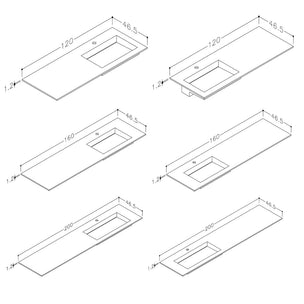 Korsbakken Corian Sidestilt Servant med Flat Bunn