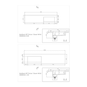 Korsbakken Corian Sidestilt Servant med Flat Bunn