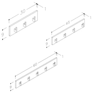 OUTLET: Korsbakken Hylle med knagger HPL L30-60cm
