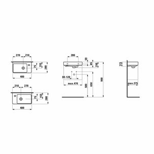 Laufen PRO S Asymmetrisk Servant B48xD28xH15cm