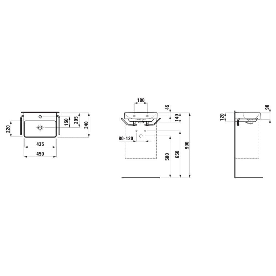 Laufen PRO X Liten Servant Hvit / 45cm Laufen Baderomsservant GRO-1579505