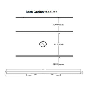 Linn Bad Corian Benkeplate for toppservant