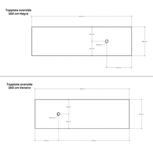 Linn Bad Corian Benkeplate for toppservant
