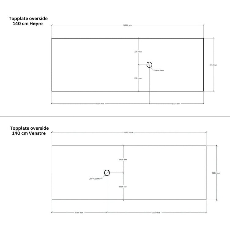 Linn Bad Corian Benkeplate for toppservant