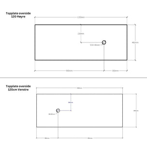 Linn Bad Corian Benkeplate for toppservant