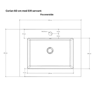 Linn Bad Corian topplate med Eir servant B(60-160)xH1,2xD46cm