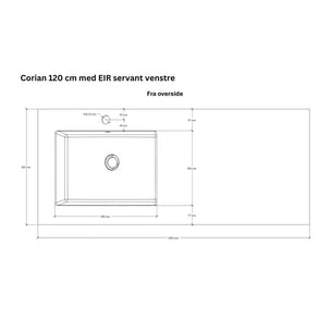 Linn Bad Corian topplate med Eir servant B(60-160)xH1,2xD46cm