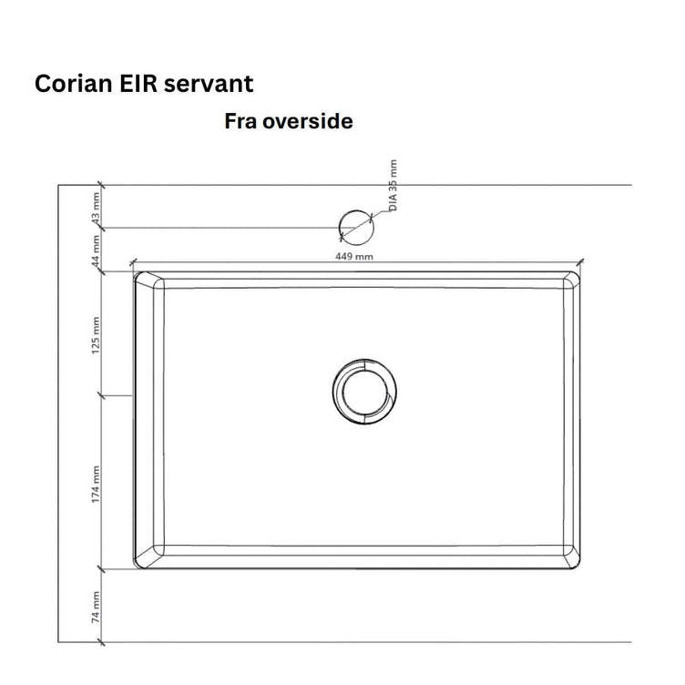 Linn Bad Eir Corian Underlimt Servant ferdig montert