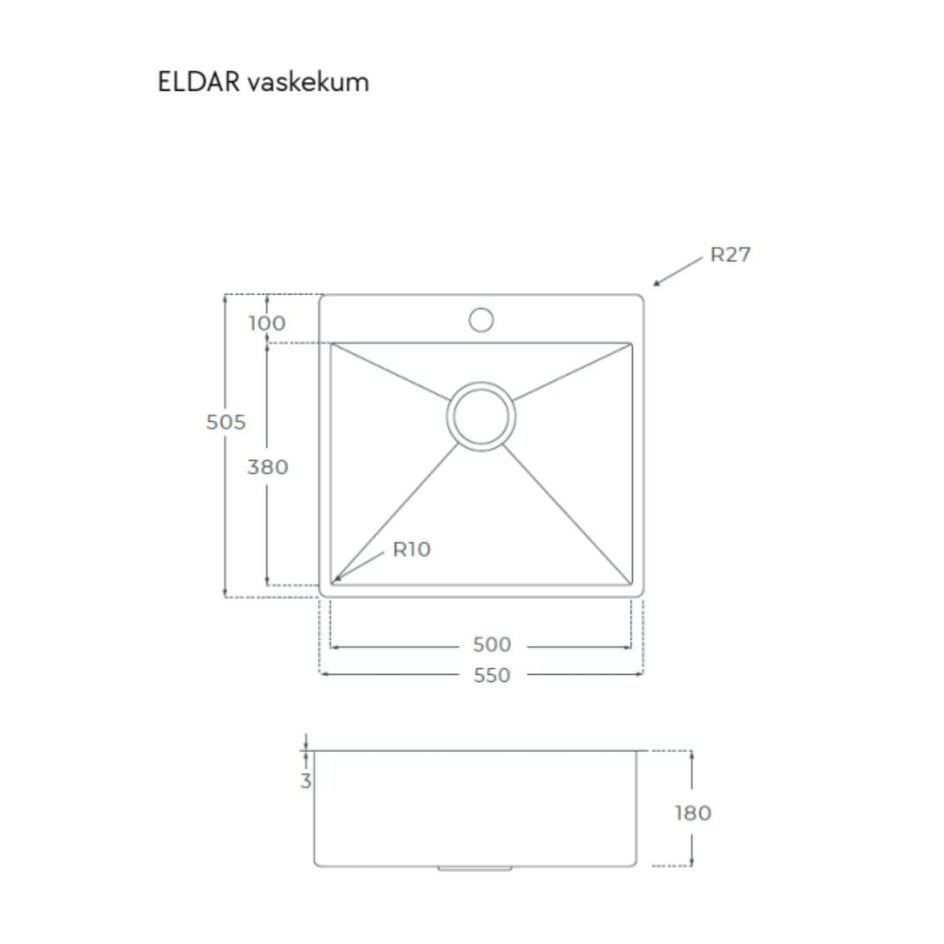 Linn Bad ELDAR Kjøkkenvask Rustfritt stål Linn Bad Kjøkkenvask LB-31205