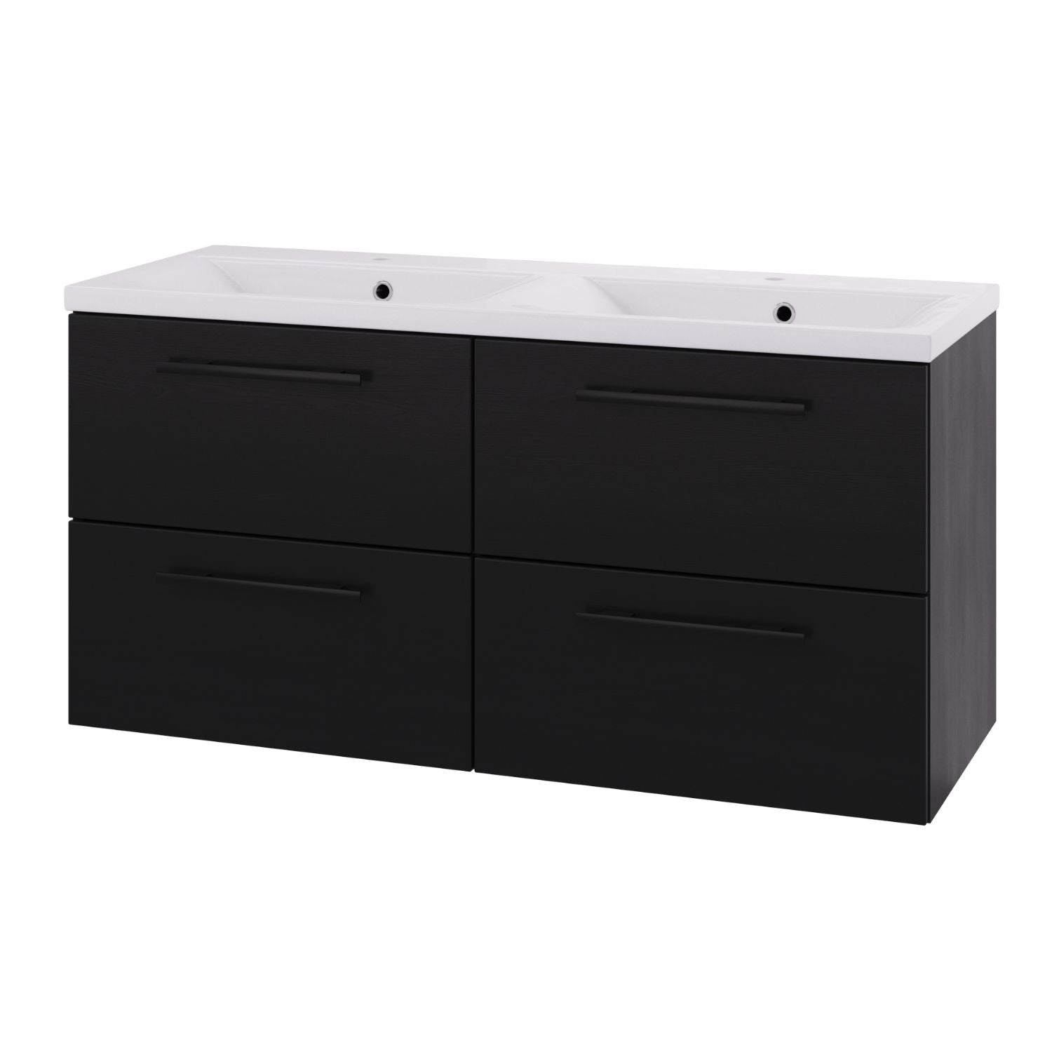 Linn Bad Ingrid D45cm Servantskap Svart eik / 120cm dobbel 4skuff Linn Bad Servantskap LB-110612D4S