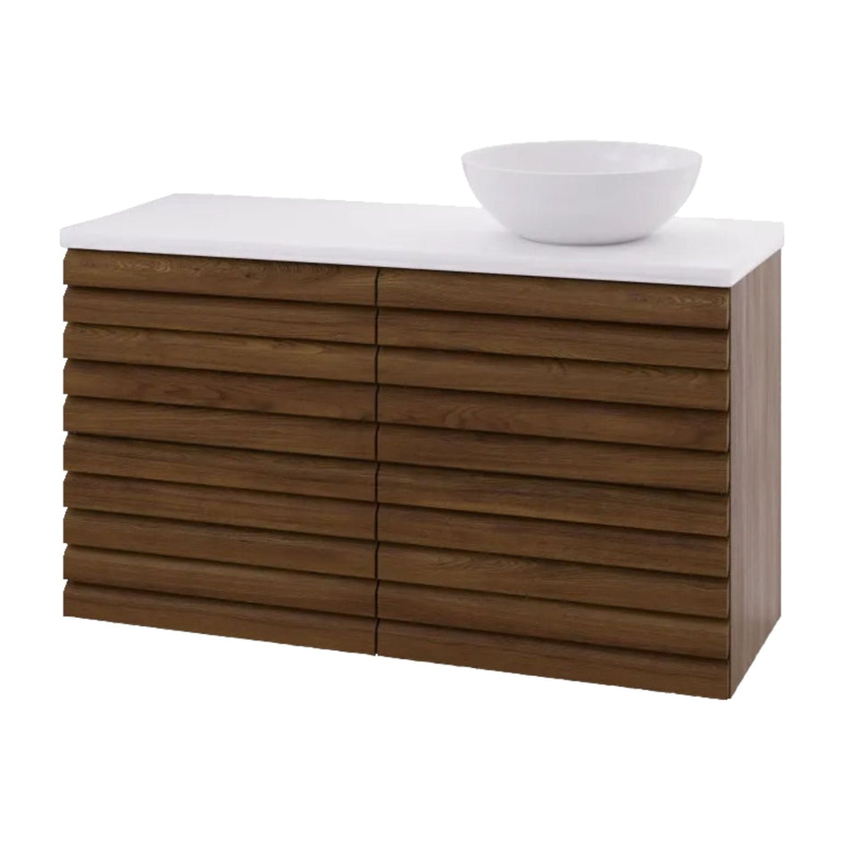 Linn Bad Selma Eikestav 2 Skuffer Heltre D45cm Servantskap Mørk eik / 120cm / Høyre Linn Bad Servantskap LB-160822STH