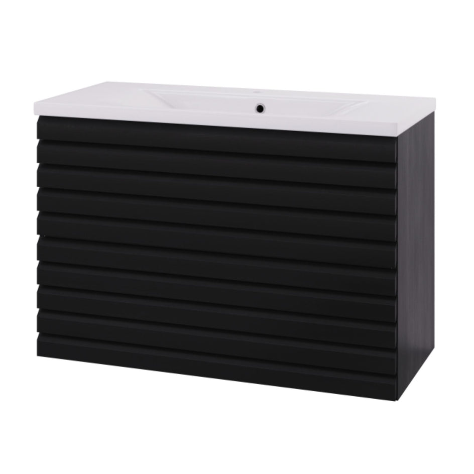 Linn Bad Selma Eikestav 2 Skuffer Heltre D45cm Servantskap Svart eik / 100cm / Senter Linn Bad Servantskap LB-160620ST