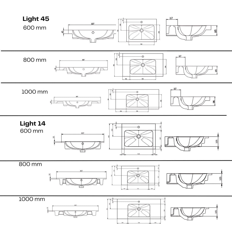 Macro Design CROWN Open box Servantskap 1 skuff - med LIGHT servant Macro Design Møbelpakke bad