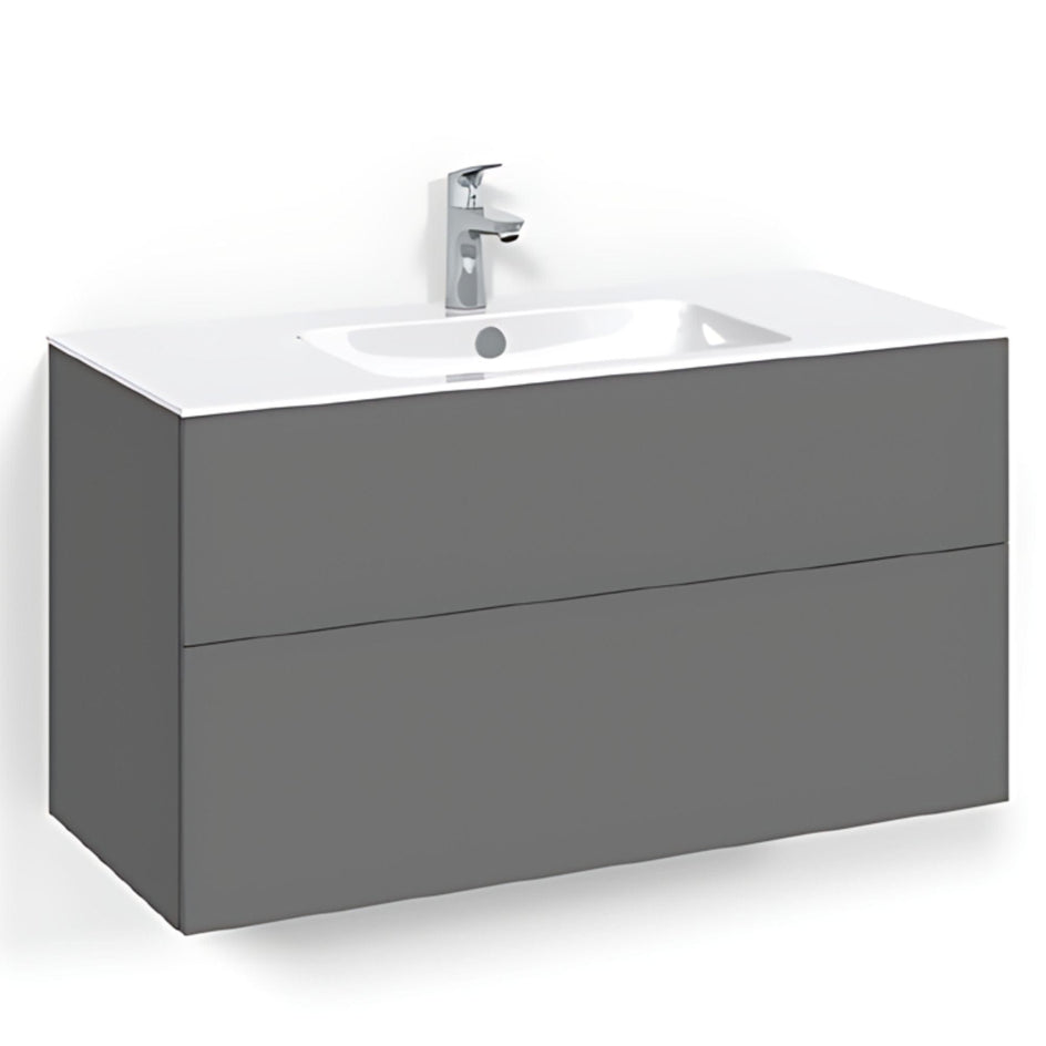 Macro Design CROWN Plain/Push-open Servantskap 2 skuff - med LIGHT servant Antrasitt / 100cm / Light 8 Macro Design Servantskap BUN-FSK100APL8