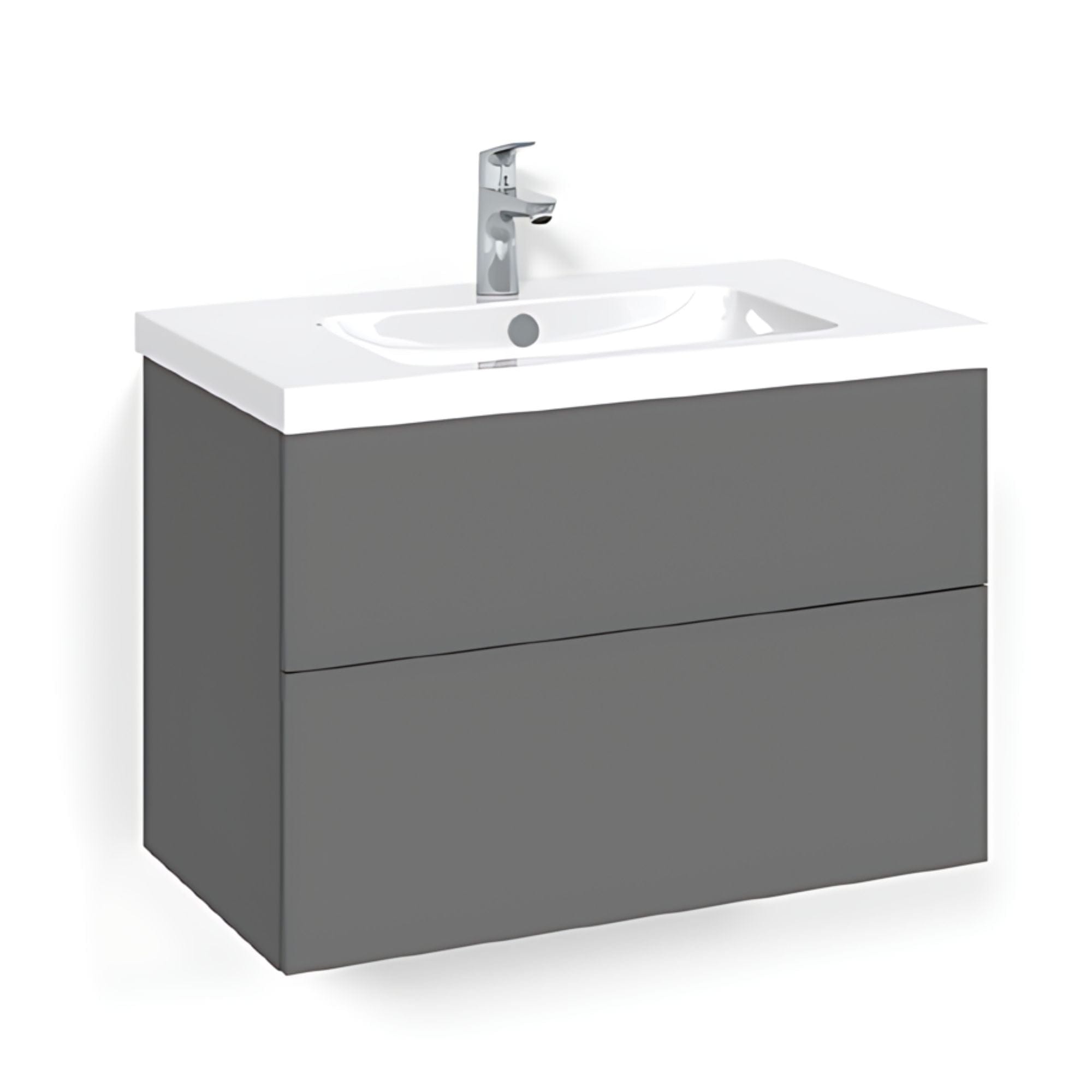 Macro Design CROWN Plain Servantskap 2 skuff - med LIGHT servant Antrasitt / 80cm / Light 45 Macro Design Servantskap BUN-FSK80APL45