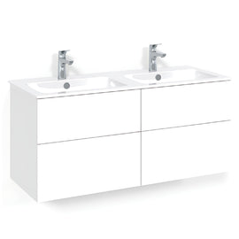 Macro Design CROWN Servantskap skuff med LIGHT 14 servant 120cm dobbel - Hvit matt / Plain