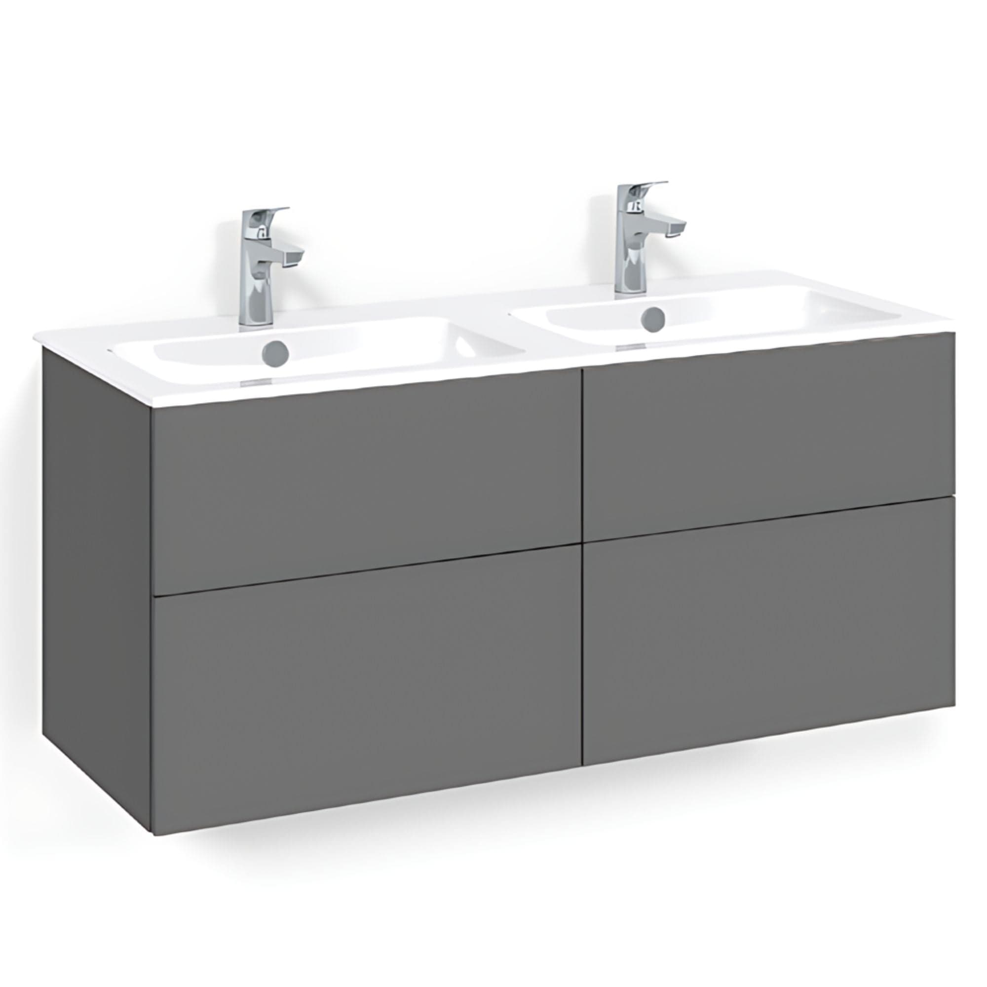 Macro Design CROWN Servantskap skuff - med LIGHT 14 servant 120cm dobbel Antrasitt / Plain Macro Design Møbelpakke bad BUN-FSK120APL14