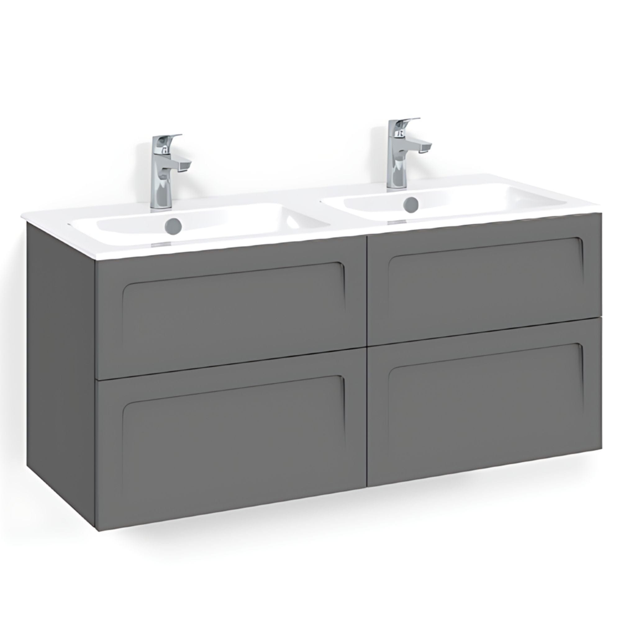 Macro Design CROWN Servantskap skuff - med LIGHT 14 servant 120cm dobbel Antrasitt / Shape Macro Design Møbelpakke bad BUN-FSK120ASL14