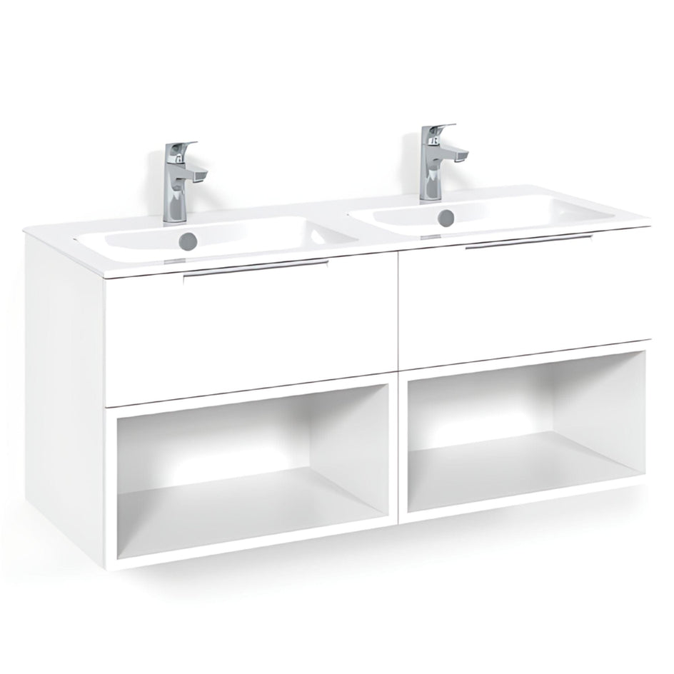 Macro Design CROWN Servantskap skuff - med LIGHT 14 servant 120cm dobbel Hvit / Open-box Macro Design Møbelpakke bad BUN-FSK120VOL14