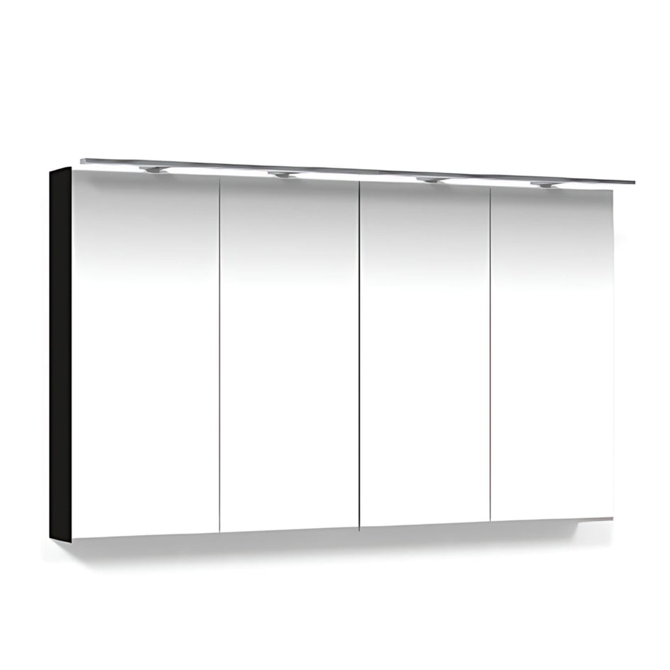 Macro Design CROWN Speilskap Rampe-belysning med 4 dør Svart / 120cm Macro Design Speilskap GRO-FCS120SBRL