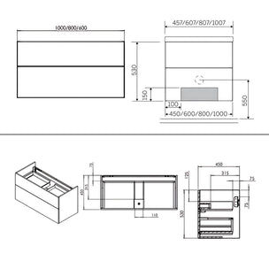 Macro Design CROWN Stripe Servantskap 2-skuff med Glasservant