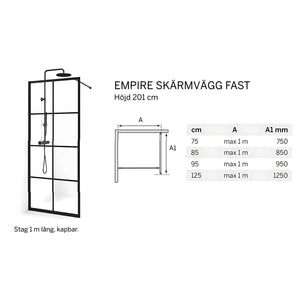 Macro Design Empire Dusj Skjermvegg Fast med Hvit matt profil