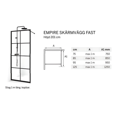 Macro Design Empire Dusj Skjermvegg Fast med Hvit matt profil