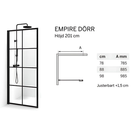 Macro Design Empire Dusjdør med Hvit profil