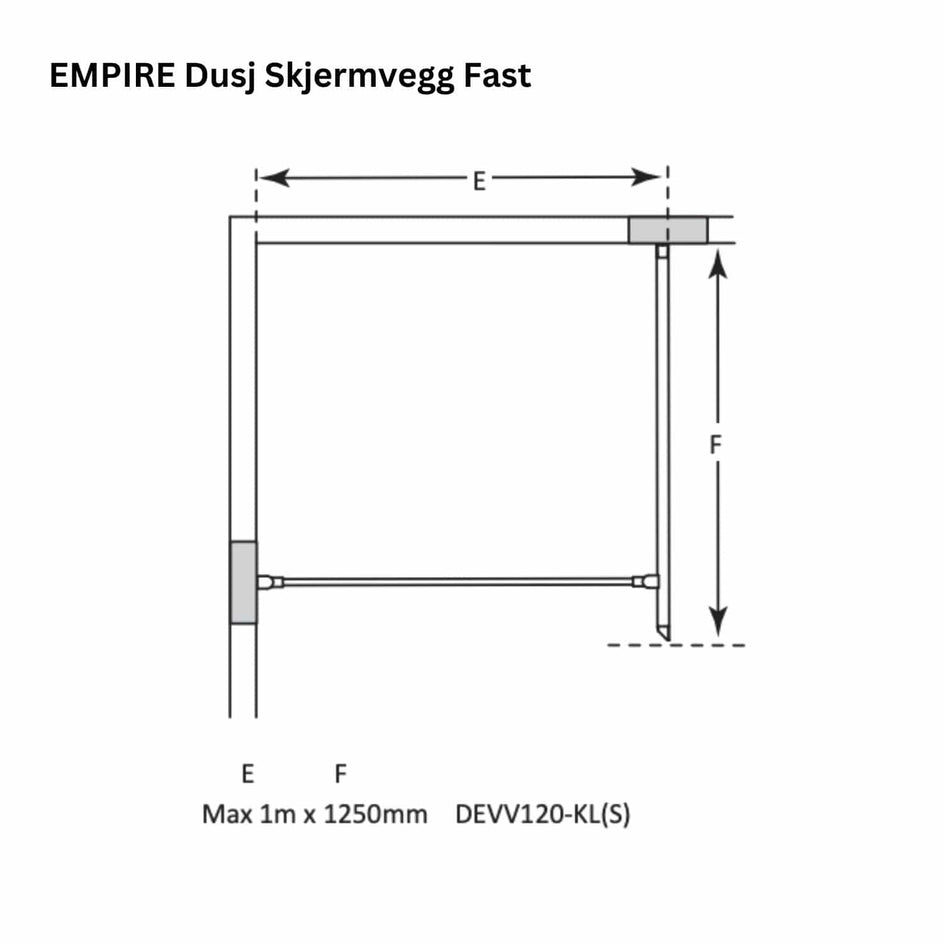 Macro Design Empire Dusjvegg Fast med Sprosser B125cm Svart matt / 125cm / Klart glass med sprosser Macro Design Dusjvegg BUN-DESK125SSKL