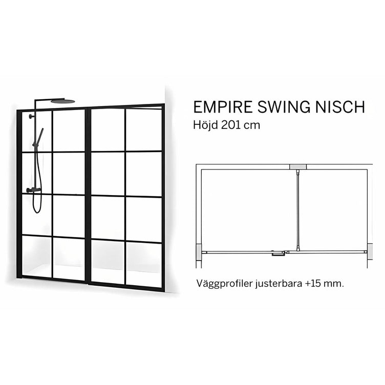 Macro Design Empire Nisjedusj Swing Briljant linjeglass med svart matt profil