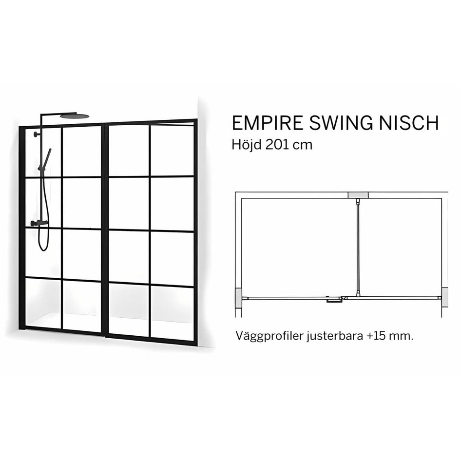 Macro Design Empire Nisjedusj Swing - med Hvit profil Macro Design Dusjnisje