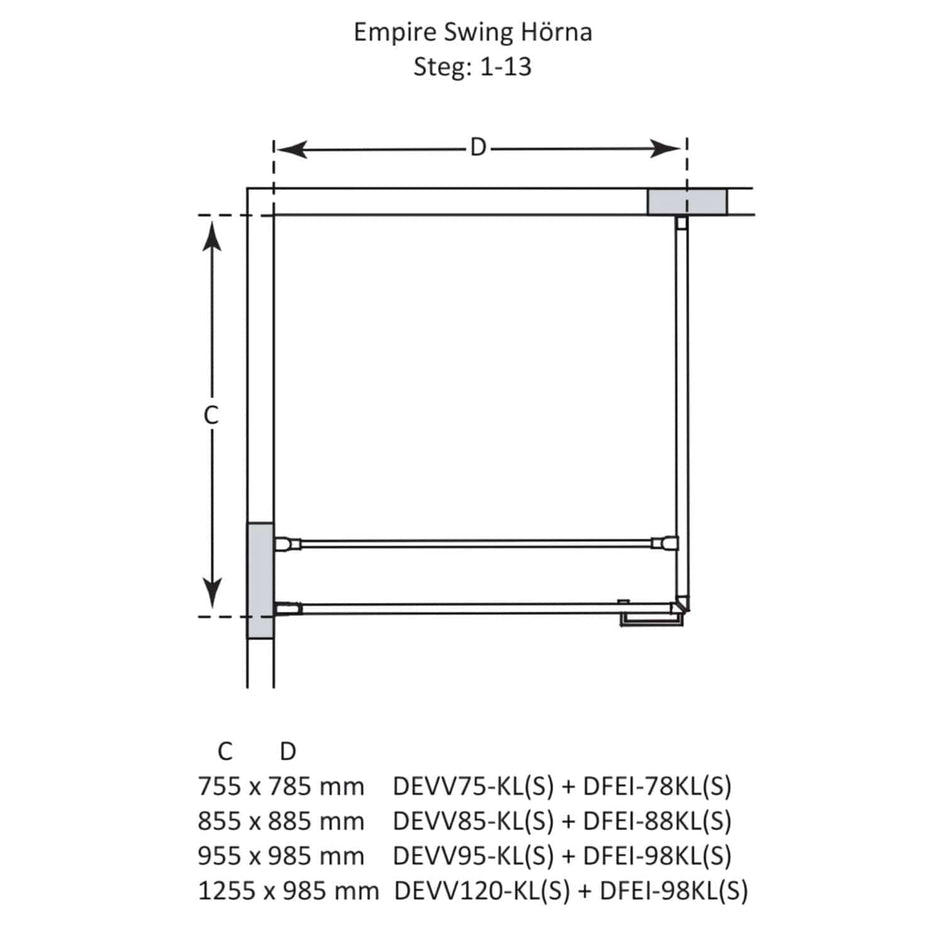 Macro Design Empire Swing Dusjhjørne - med Hvit profil Macro Design Dusjhjørne