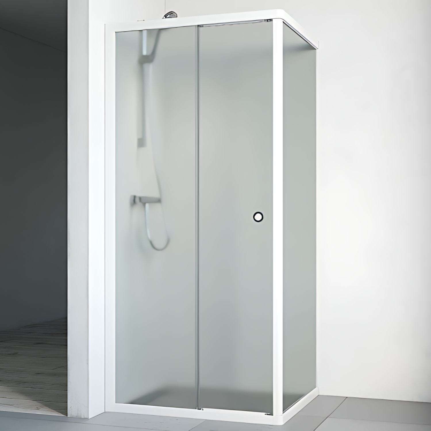Macro Design FLOW Dusjhjørne Front Ice glass Hvit / 70x80cm / Ice glass Macro Design Dusjhjørne BUN-DHFF7080VIC