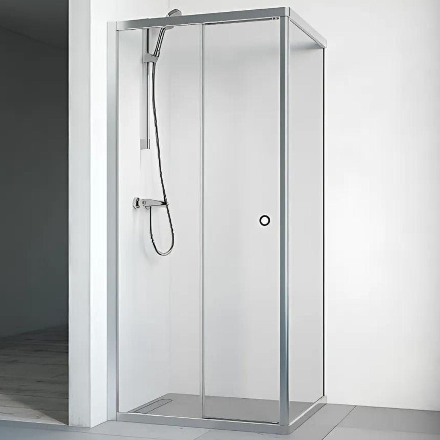 Macro Design FLOW Dusjhjørne Front Matt aluminium / 70x80cm / Klart glass Macro Design Dusjhjørne BUN-DHFF7080NKL