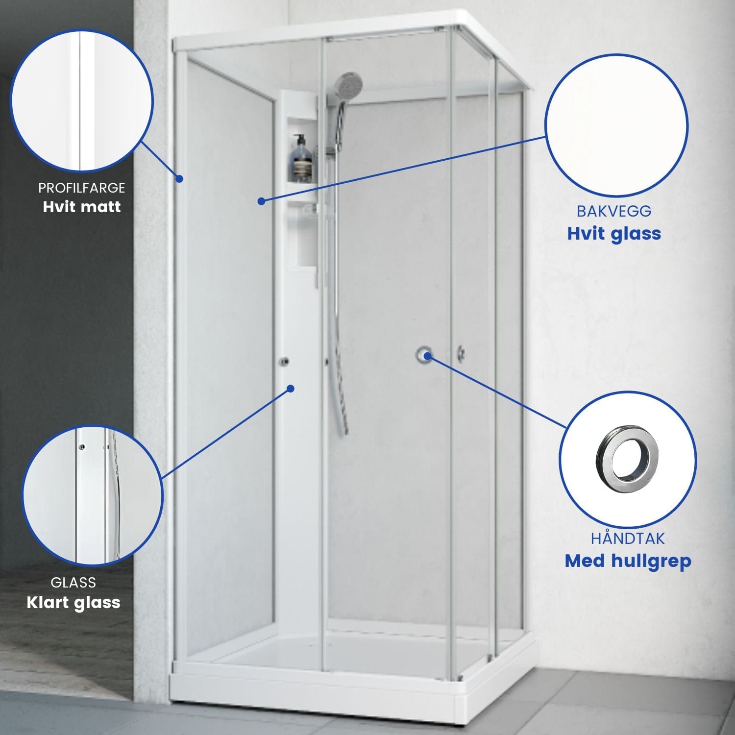 Macro Design FLOW Rett Dusjkabinett Standard Hvit / 81x81cm / Hvit Macro Design Dusjkabinett BUN-DKFRUB88VKLV