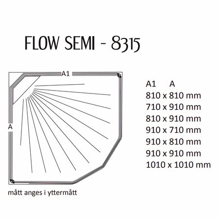 Macro Design FLOW Semi Dusjkabinett Innfelt Blandebatteri Ice