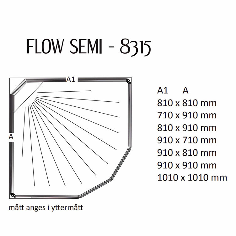 Macro Design FLOW Semi Dusjkabinett Innfelt Blandebatteri Svart Ice