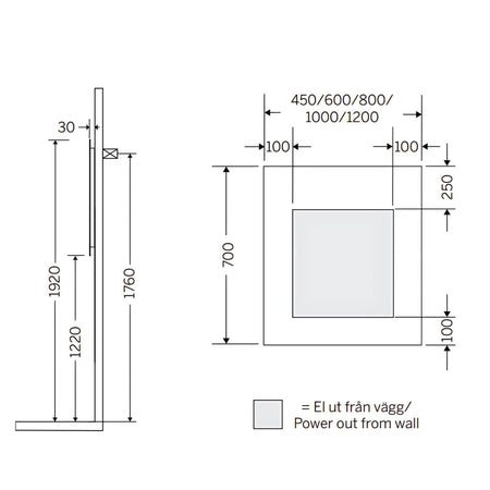 Macro Design AMBILIGHT T-LED firkantet speil med lys (krom ramme)