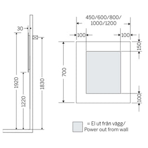 Macro Design AMBILIGHT RAMPE firkantet speil med lys (topp/baklys)