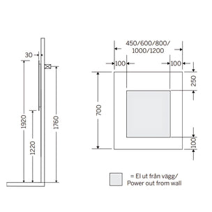 Macro Design AMBILIGHT T-LED firkantet speil med lys (topp/baklys)
