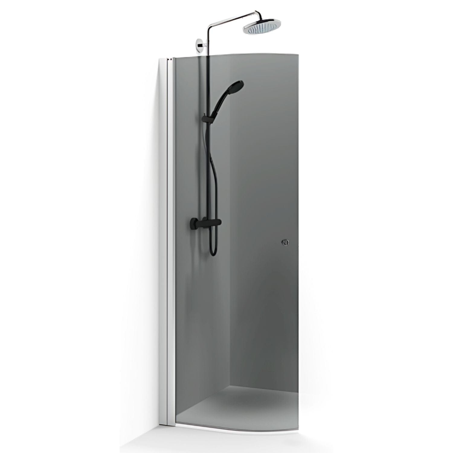 Macro Design SPIRIT Dusjdør Rund - med knott Matt aluminium / 53cm / Tonet glass Macro Design Dusjdør BUN-DFSCN53KTO
