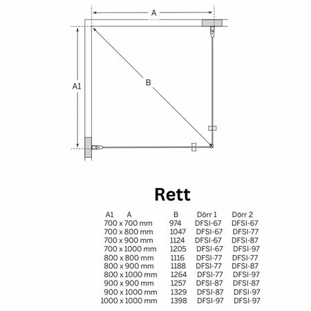 Macro Design SPIRIT Dusjhjørne Rett med hullgrep