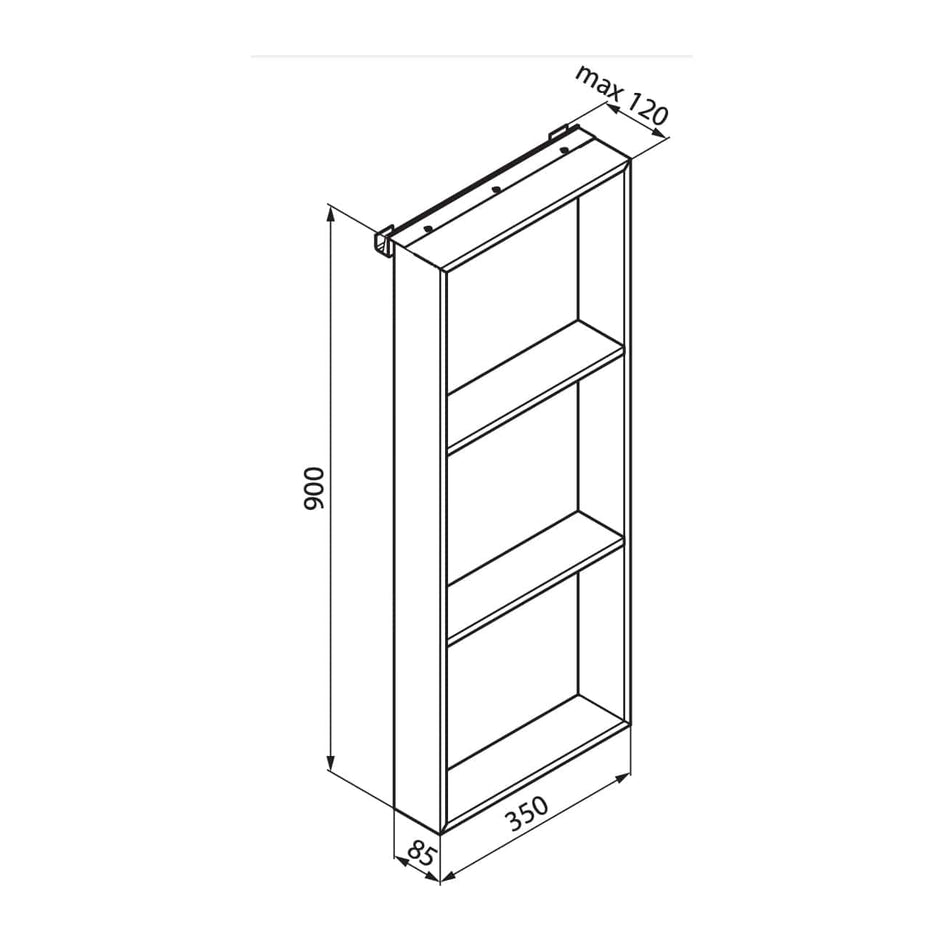 Novellini Frame Dusjhylle med 3 innvendige hyller & utvendig håndklekrok Novellini Dusjhylle