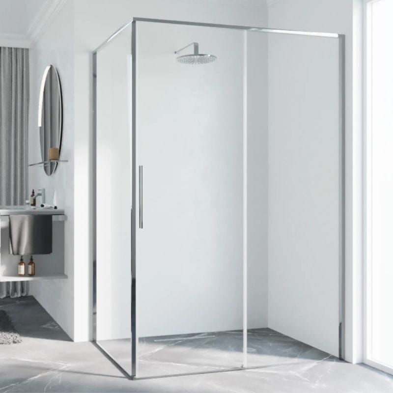 Novellini Riga 2PF Skyvedører Krom / 97cm høyre / Klart glass Novellini Dusjdør KO-RIG2PF97D-1K