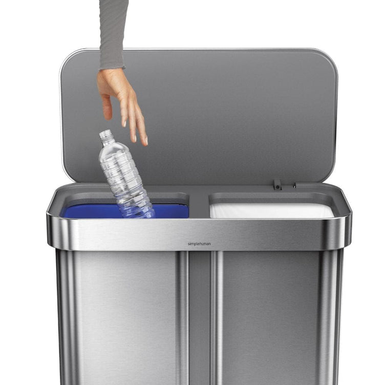 OUTLET: Simplehuman Pedalbøtte Kildesortering 58L Børstet stål