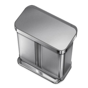 OUTLET: Simplehuman Pedalbøtte Kildesortering 58L Børstet stål